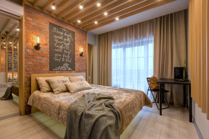 combinación de tul con cortinas en estilo loft