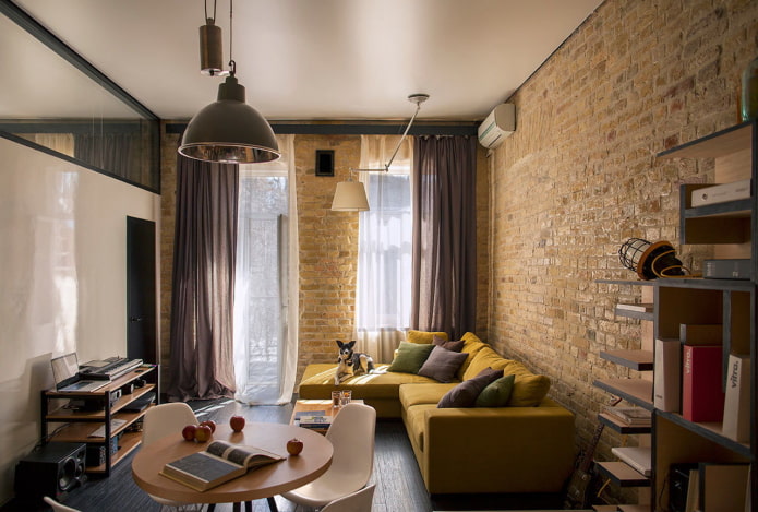 Cortinas para sala de estar estilo loft