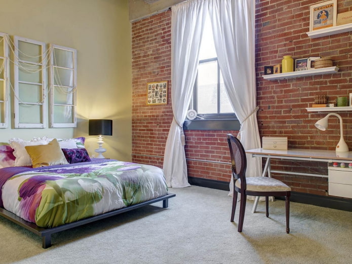 cortinas con agarraderas para el dormitorio estilo loft