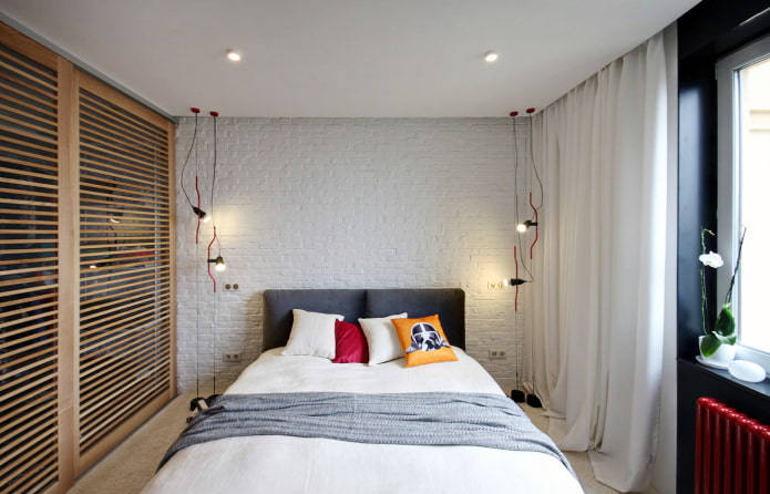 cortinas blancas en el dormitorio estilo loft