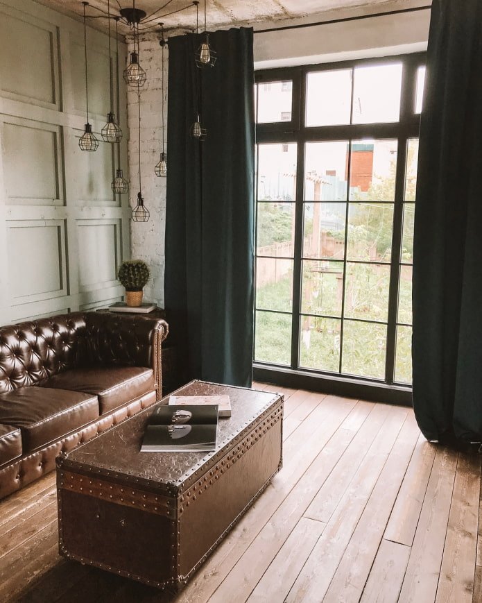 Cortinas para sala de estar estilo loft