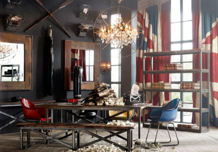 persianas en el interior en estilo loft