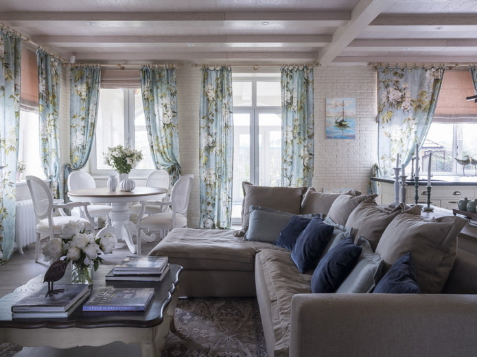 cortinas para el salón de estilo provenzal