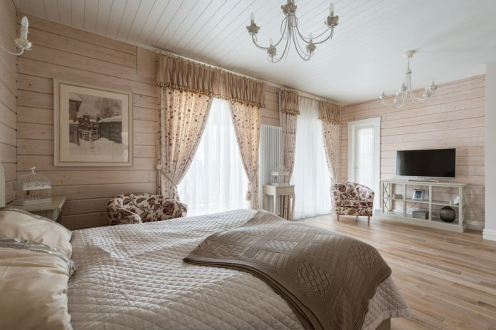 Dormitorio de estilo provenzal en el interior de la casa