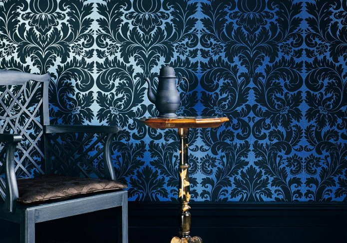 Papel pintado negro y azul