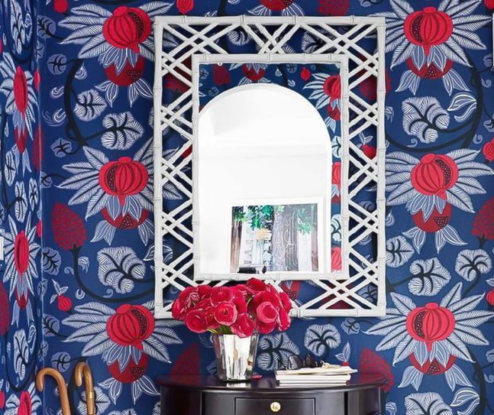 Papel pintado azul y rojo