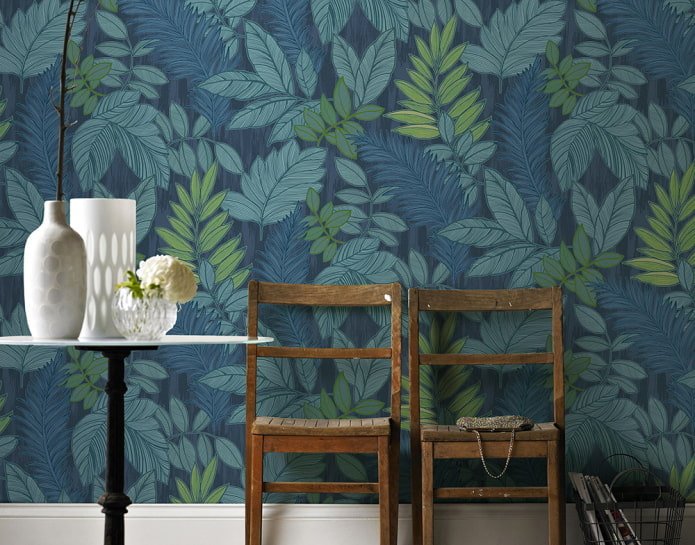 Papel pintado azul y verde