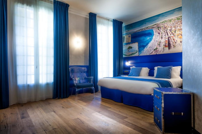 Dormitorio con decoración marinera