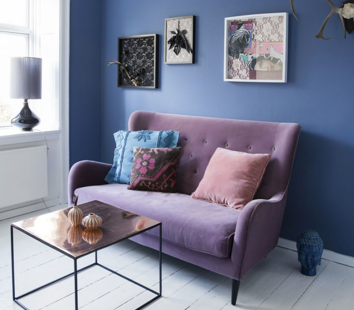 Interior en azul y morado