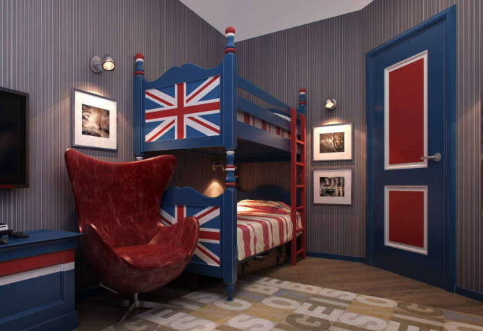 Habitación infantil en azul burdeos