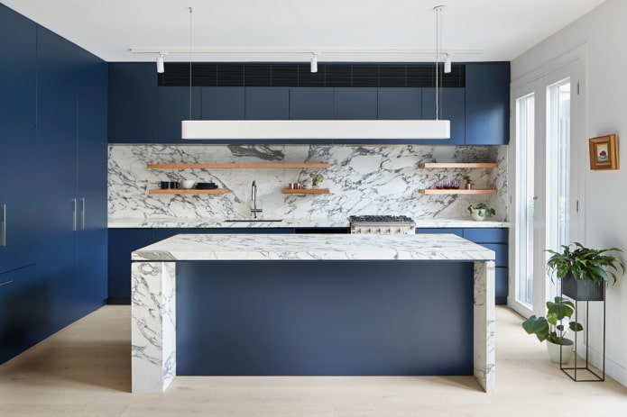 decoración de cocina en tonos azules