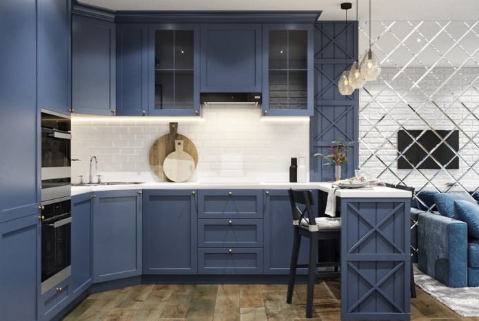 decoración de cocina en tonos azules