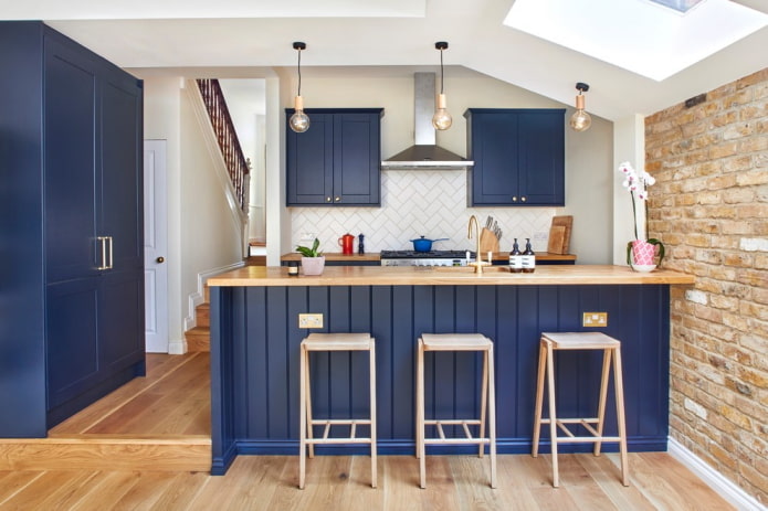 decoración de cocina en tonos azules