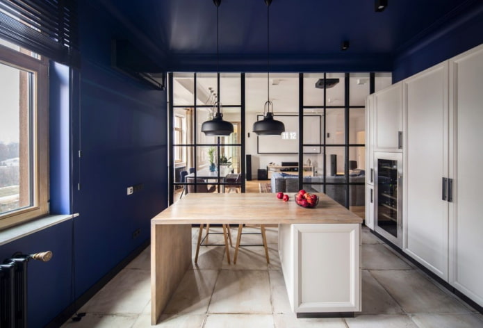 decoración de cocina en tonos azules