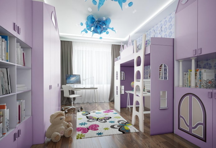 juego de habitación infantil lila