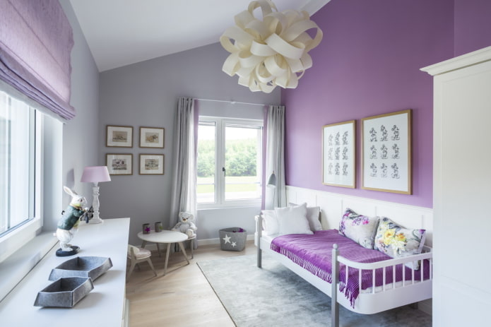 Habitación infantil violeta-gris