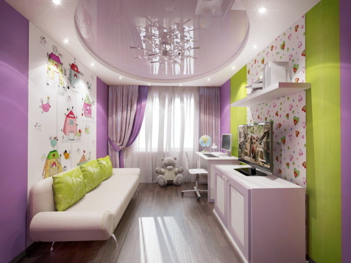 Habitación infantil violeta-verde