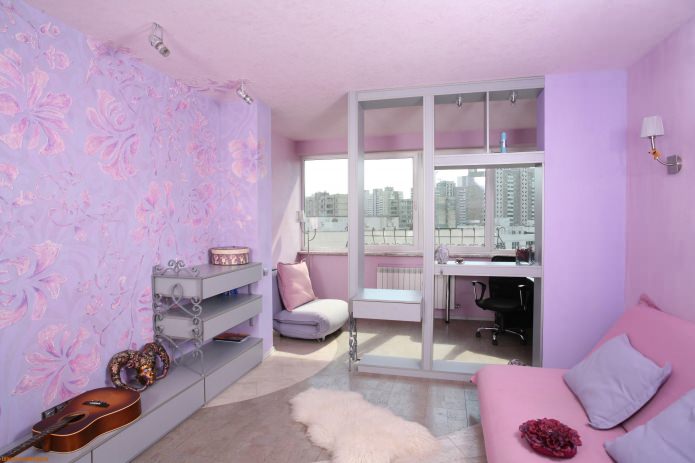 papel pintado lila-rosa