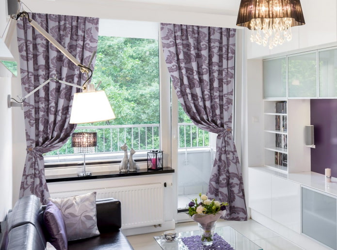 cortinas jacquard lila en el interior