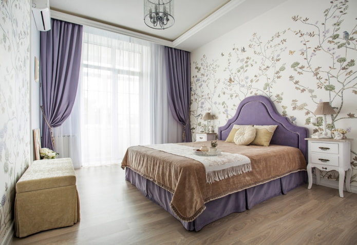 cortinas lilas combinadas con tul