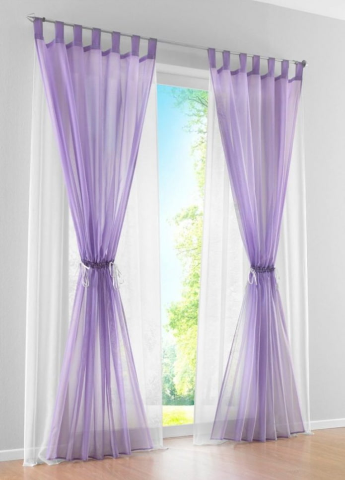 cortinas lilas con presillas