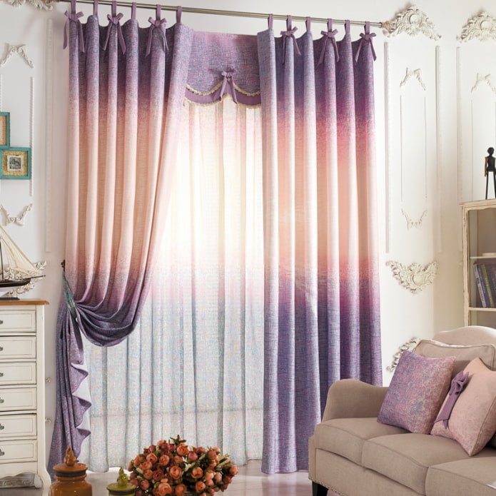 cortinas lilas con efecto ombré