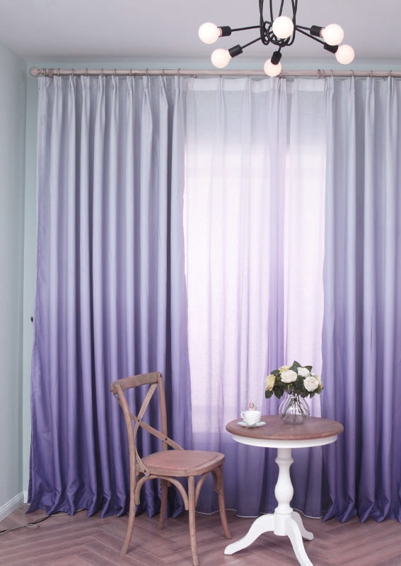 cortinas lilas con efecto ombré