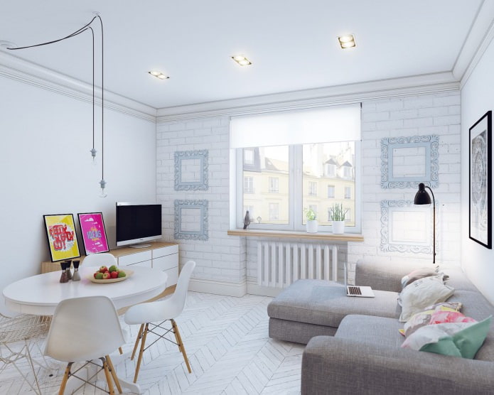 Diseño escandinavo de un pequeño estudio de 24 m².