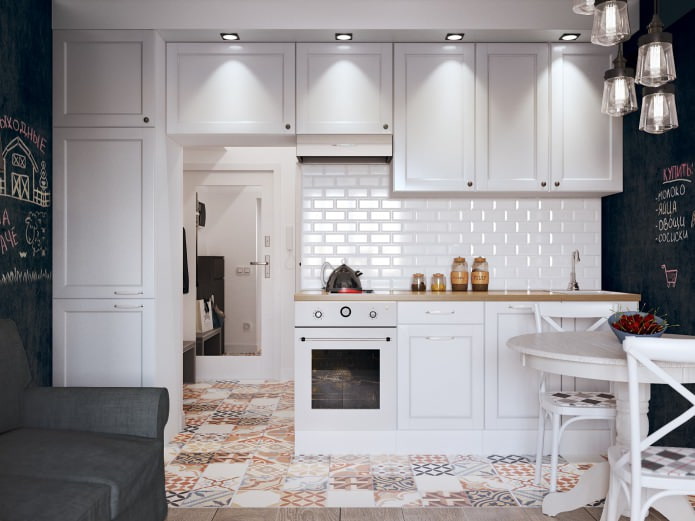 Interior de cocina en un estudio de 26 m²