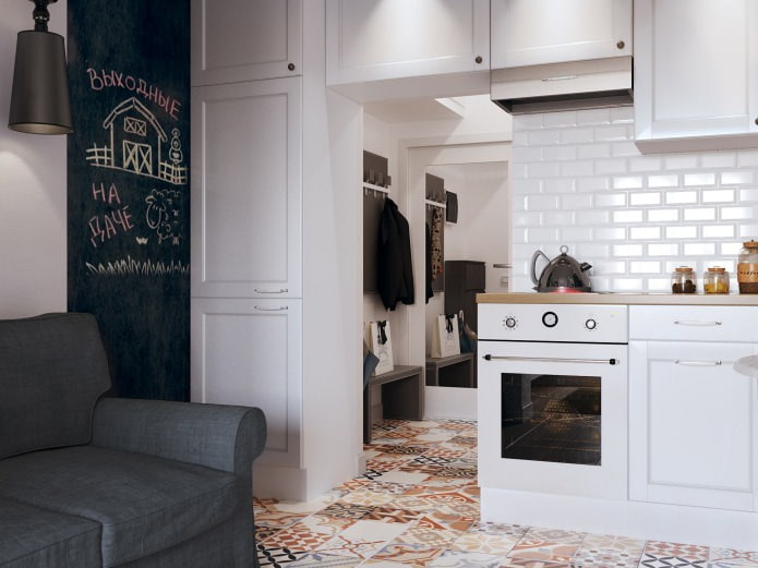 Interior de cocina en un estudio de 26 m2.