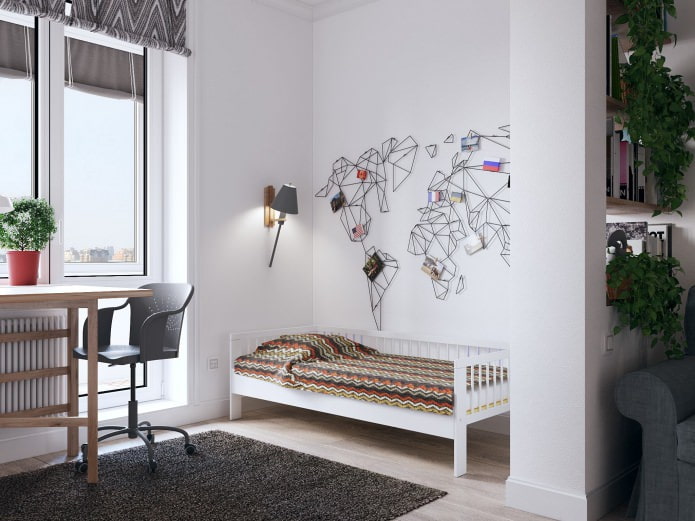 Interior de una habitación infantil en un estudio de 26 m².
