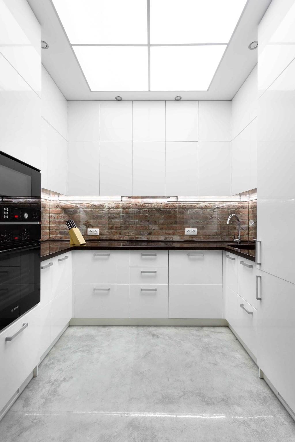 skinali transparente en la cocina estilo loft