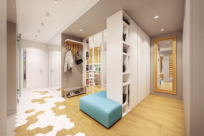 una combinación de laminado y azulejos en el interior del pasillo