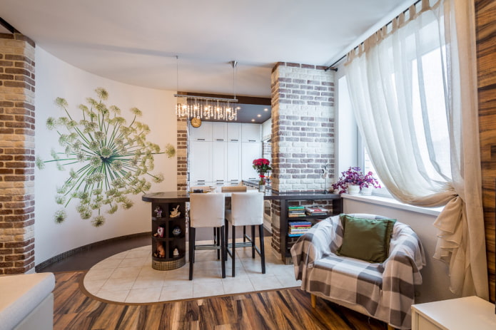 una combinación de laminado y azulejos en el interior de la cocina