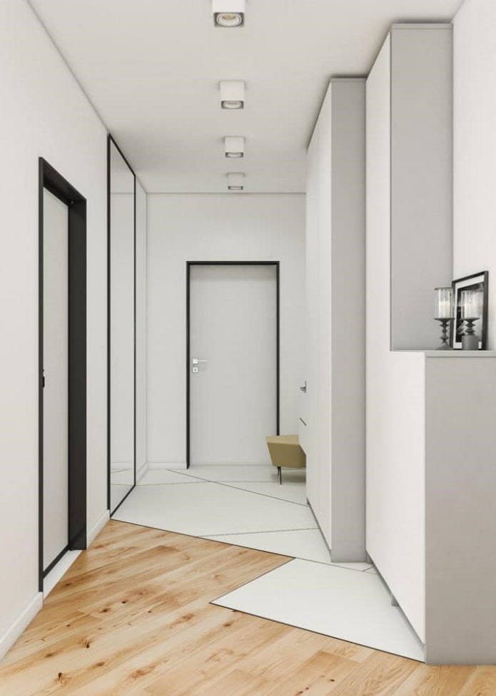 combinación de laminado y azulejos en un estilo minimalista