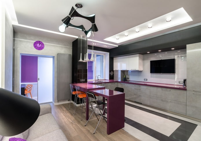 Combinación de laminado y azulejos en estilo high-tech