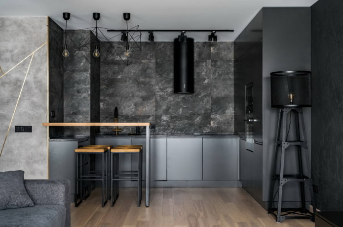 cocina en tonos negros