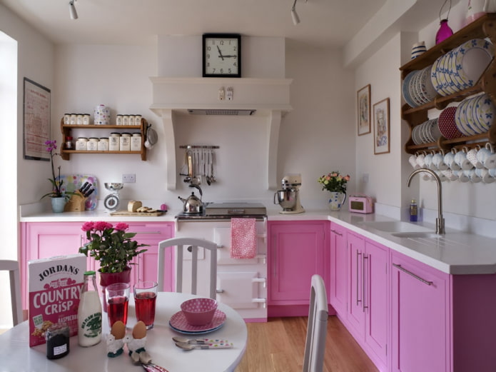 Combinación rosa en la cocina