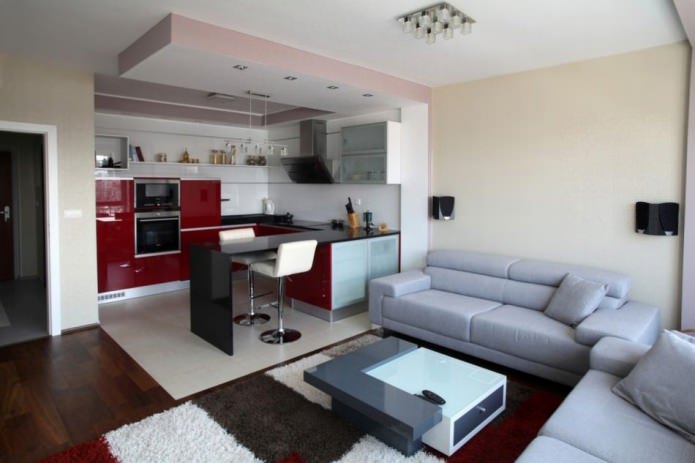 Cocina-salón con barra