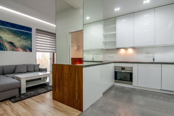Interior de una cocina-salón combinada