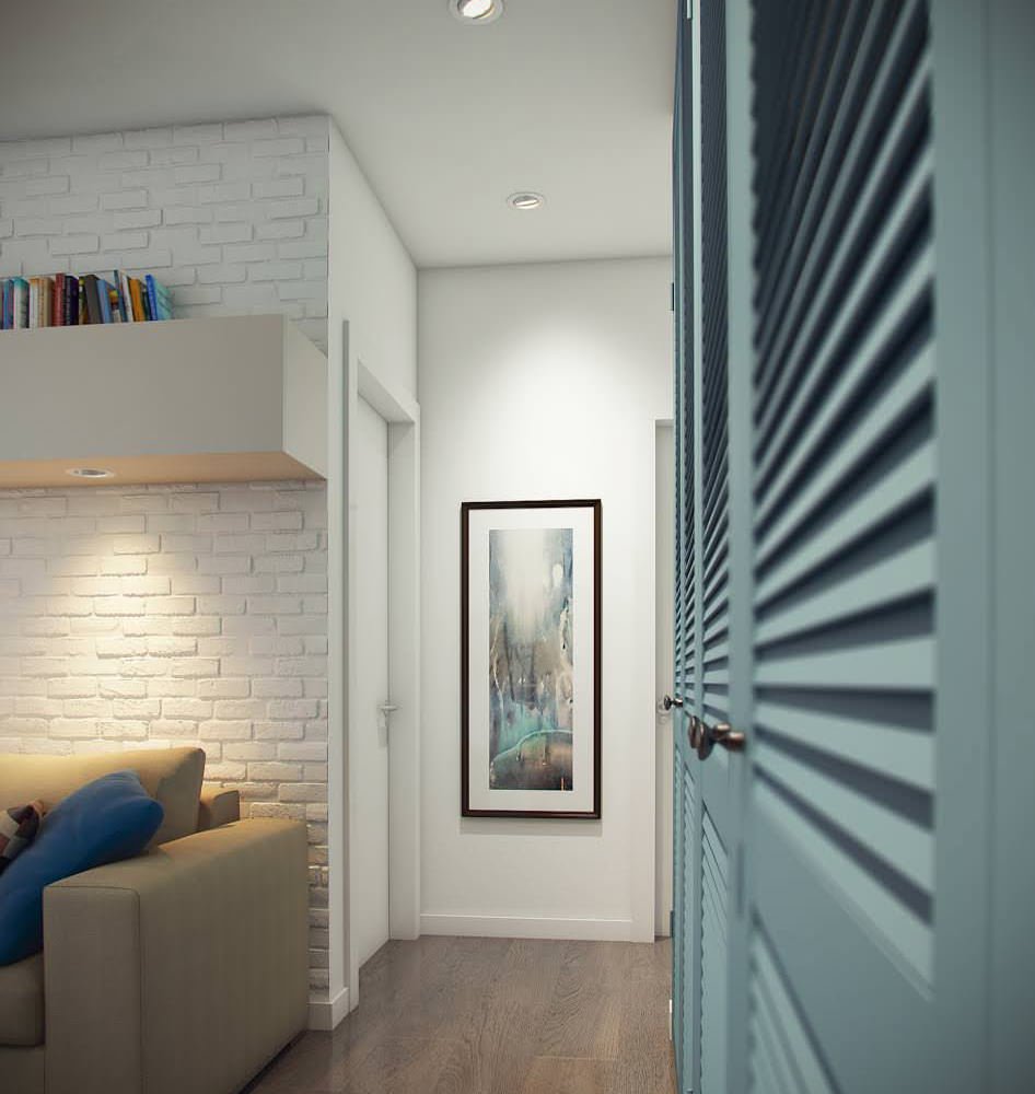 Diseño de un apartamento de dos habitaciones de 52 m2.