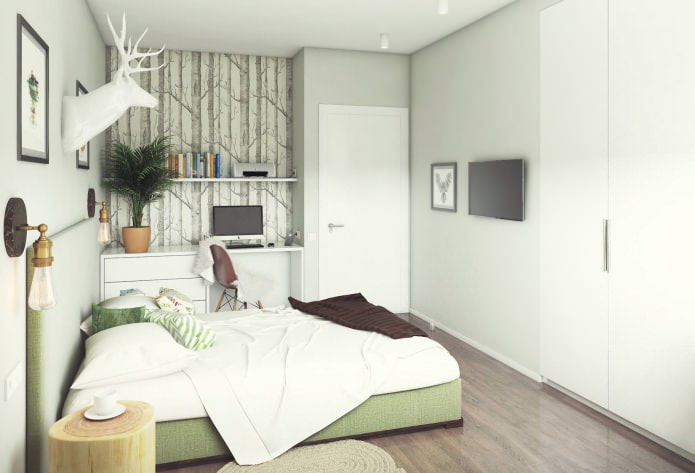 Diseño de dormitorio de 13 m².