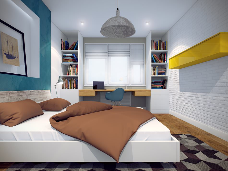 dormitorio en un apartamento de dos habitaciones