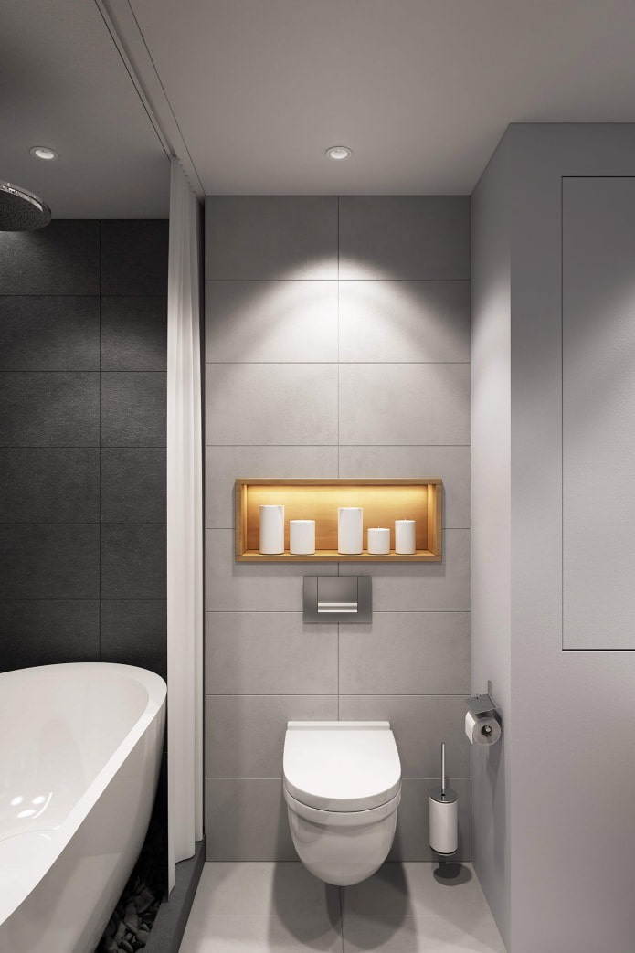 diseño de baño moderno de 4,7 m2.