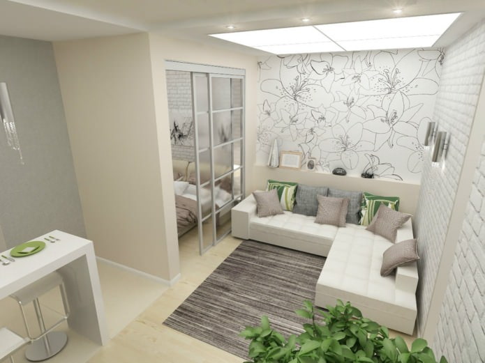 Diseño de un apartamento de una habitación de 45 m².