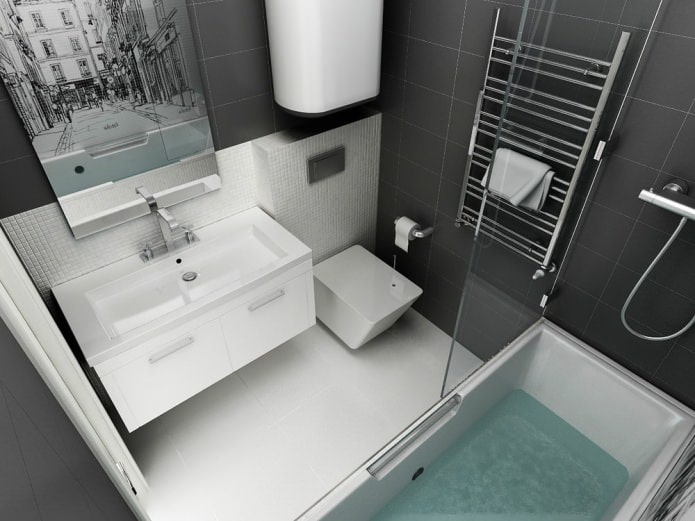 Diseño de baño en un apartamento de una habitación de 45 m².