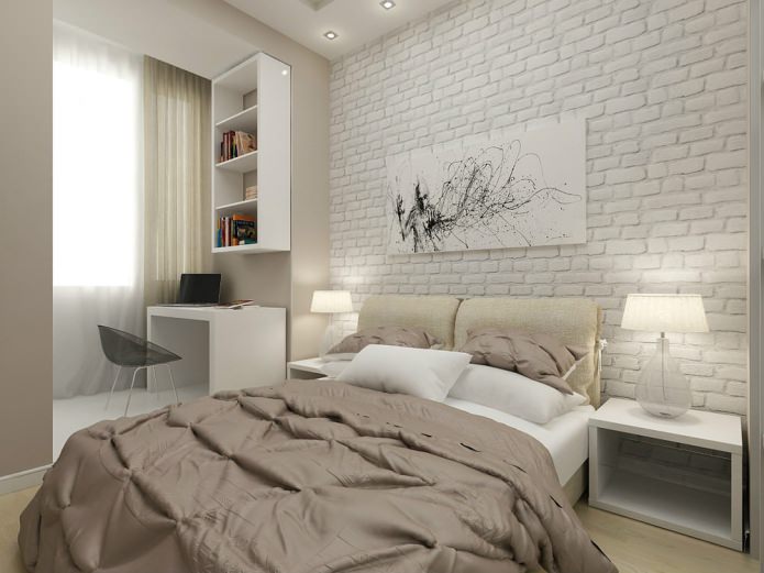 Diseño de un dormitorio en un apartamento de una habitación de 45 m².