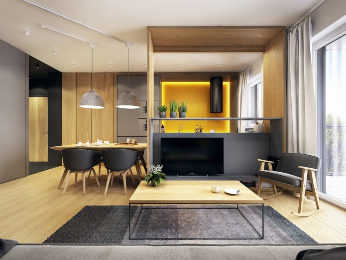 Diseño de una cocina-salón en un apartamento