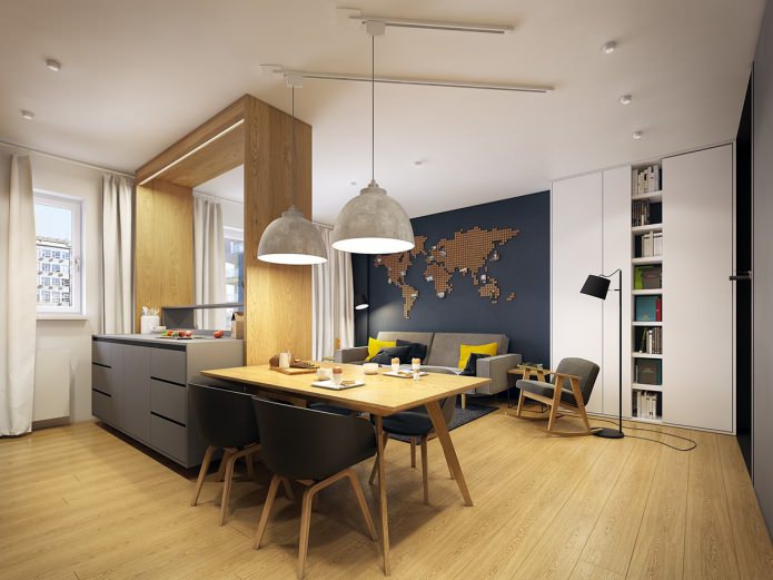 Diseño de una cocina-salón en un apartamento