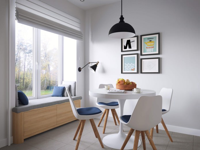 Cocina con el diseño de un apartamento de una habitación de 37 m².